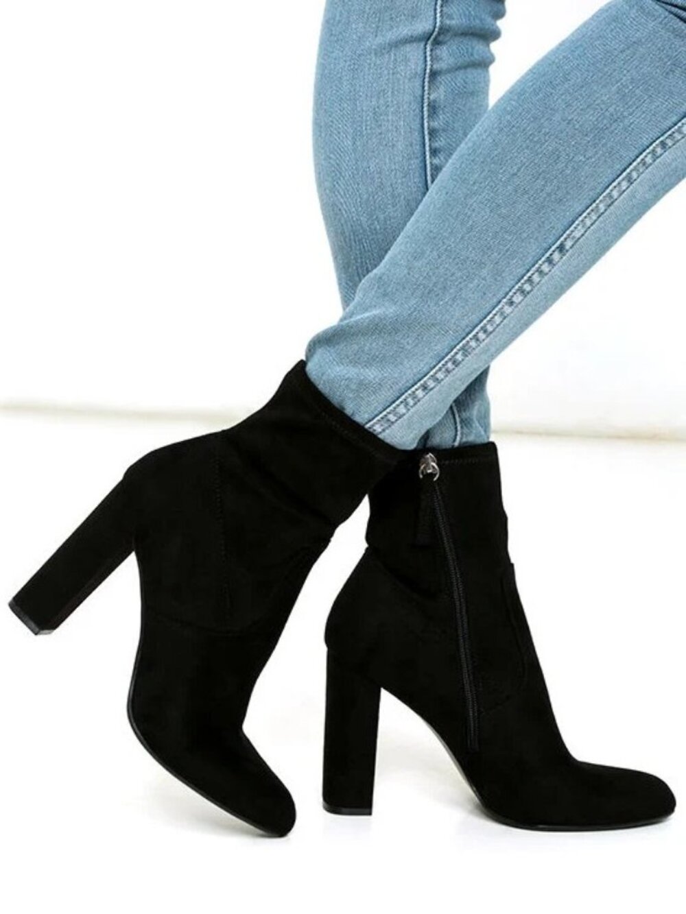steve madden edit sock boot 3 inch heels suede black size 10